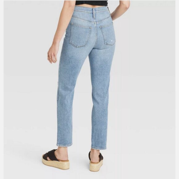 Women's High-Rise 90's Slim Jeans - Universal Thread Light Blue 00 Short - Picture 2 of 8